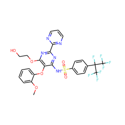 COc1ccccc1Oc1c(NS(=O)(=O)c2ccc(C(F)(C(F)(F)F)C(F)(F)F)cc2)nc(-c2ncccn2)nc1OCCO ZINC001772580059