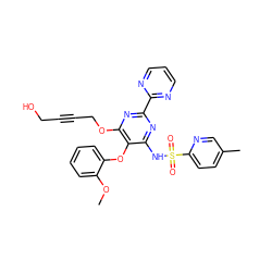 COc1ccccc1Oc1c(NS(=O)(=O)c2ccc(C)cn2)nc(-c2ncccn2)nc1OCC#CCO ZINC000028099977