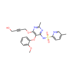 COc1ccccc1Oc1c(NS(=O)(=O)c2ccc(C)cn2)nc(C)nc1OCC#CCO ZINC000013488265