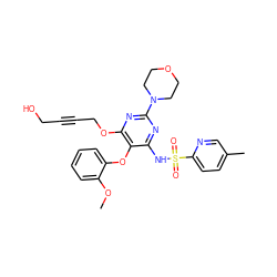 COc1ccccc1Oc1c(NS(=O)(=O)c2ccc(C)cn2)nc(N2CCOCC2)nc1OCC#CCO ZINC000028019363