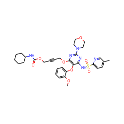 COc1ccccc1Oc1c(NS(=O)(=O)c2ccc(C)cn2)nc(N2CCOCC2)nc1OCC#CCOC(=O)NC1CCCCC1 ZINC000028023059