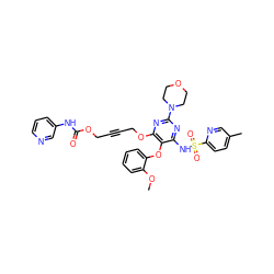 COc1ccccc1Oc1c(NS(=O)(=O)c2ccc(C)cn2)nc(N2CCOCC2)nc1OCC#CCOC(=O)Nc1cccnc1 ZINC000028090905