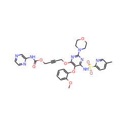 COc1ccccc1Oc1c(NS(=O)(=O)c2ccc(C)cn2)nc(N2CCOCC2)nc1OCC#CCOC(=O)Nc1cnccn1 ZINC000028091941