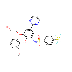 COc1ccccc1Oc1c(NS(=O)(=O)c2ccc(S(F)(F)(F)(F)F)cc2)cc(-c2ncccn2)cc1OCCO ZINC000473151265