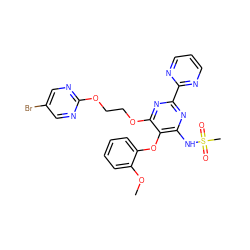 COc1ccccc1Oc1c(NS(C)(=O)=O)nc(-c2ncccn2)nc1OCCOc1ncc(Br)cn1 ZINC000095552144