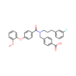 COc1ccccc1Oc1ccc(C(=O)N(CCCc2cccc(F)c2)Cc2ccc(C(=O)O)cc2)cc1 ZINC001772573576