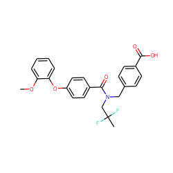 COc1ccccc1Oc1ccc(C(=O)N(Cc2ccc(C(=O)O)cc2)CC(C)(F)F)cc1 ZINC001772622950