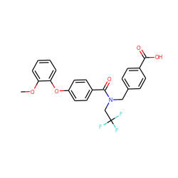 COc1ccccc1Oc1ccc(C(=O)N(Cc2ccc(C(=O)O)cc2)CC(F)(F)F)cc1 ZINC001772593334