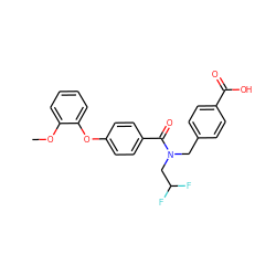 COc1ccccc1Oc1ccc(C(=O)N(Cc2ccc(C(=O)O)cc2)CC(F)F)cc1 ZINC000584598471