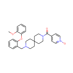 COc1ccccc1Oc1ccccc1CN1CCC2(CC1)CCN(C(=O)c1cc[n+]([O-])cc1)CC2 ZINC000029133611