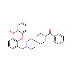 COc1ccccc1Oc1ccccc1CN1CCC2(CC1)CCN(C(=O)c1ccncc1)CC2 ZINC000029133668