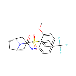 COc1ccccc1S(=O)(=O)[C@@H]1C[C@@H]2CC[C@H](C1)N2C(=O)Nc1ccc(C(F)(F)F)cc1 ZINC000103097202