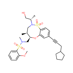 COc1ccccc1S(=O)(=O)N(C)C[C@@H]1Oc2cc(C#CCC3CCCC3)ccc2S(=O)(=O)N([C@@H](C)CO)C[C@@H]1C ZINC000095600677