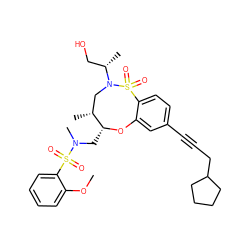 COc1ccccc1S(=O)(=O)N(C)C[C@H]1Oc2cc(C#CCC3CCCC3)ccc2S(=O)(=O)N([C@@H](C)CO)C[C@H]1C ZINC000095603753