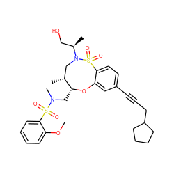 COc1ccccc1S(=O)(=O)N(C)C[C@H]1Oc2cc(C#CCC3CCCC3)ccc2S(=O)(=O)N([C@H](C)CO)C[C@H]1C ZINC000072104547