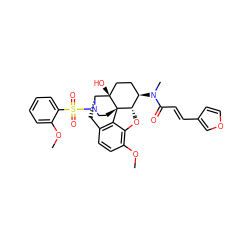 COc1ccccc1S(=O)(=O)N1CC[C@]23c4c5ccc(OC)c4O[C@H]2[C@H](N(C)C(=O)/C=C/c2ccoc2)CC[C@@]3(O)[C@H]1C5 ZINC001772570997