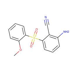 COc1ccccc1S(=O)(=O)c1cccc(N)c1C#N ZINC000005929239