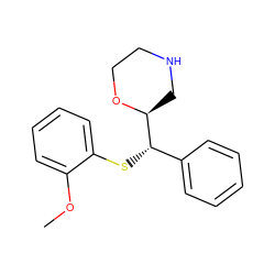 COc1ccccc1S[C@@H](c1ccccc1)[C@@H]1CNCCO1 ZINC000028133434