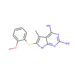 COc1ccccc1Sc1[nH]c2nc(N)nc(N)c2c1C ZINC000013580846