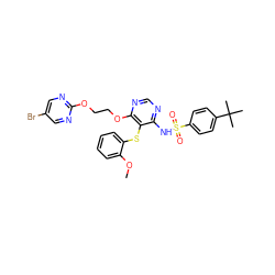 COc1ccccc1Sc1c(NS(=O)(=O)c2ccc(C(C)(C)C)cc2)ncnc1OCCOc1ncc(Br)cn1 ZINC000027077857