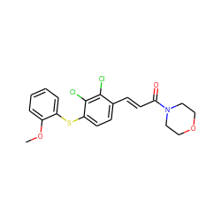 COc1ccccc1Sc1ccc(/C=C/C(=O)N2CCOCC2)c(Cl)c1Cl ZINC000013470556