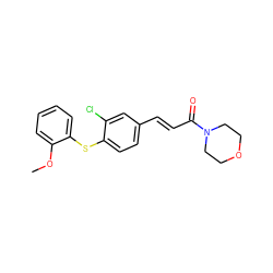 COc1ccccc1Sc1ccc(/C=C/C(=O)N2CCOCC2)cc1Cl ZINC000013470537