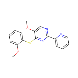 COc1ccccc1Sc1nc(-c2ccccn2)ncc1OC ZINC000001381781