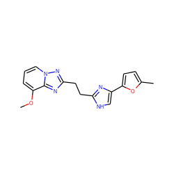 COc1cccn2nc(CCc3nc(-c4ccc(C)o4)c[nH]3)nc12 ZINC000117852823