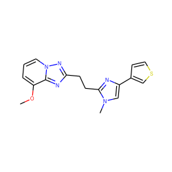 COc1cccn2nc(CCc3nc(-c4ccsc4)cn3C)nc12 ZINC000117863766