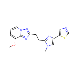 COc1cccn2nc(CCc3nc(-c4cncs4)cn3C)nc12 ZINC000117876885