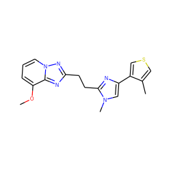 COc1cccn2nc(CCc3nc(-c4cscc4C)cn3C)nc12 ZINC000117862464