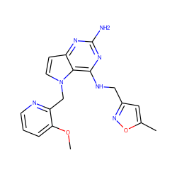 COc1cccnc1Cn1ccc2nc(N)nc(NCc3cc(C)on3)c21 ZINC001772606467