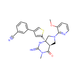 COc1cccnc1N1C[C@H]2C(=O)N(C)C(=N)N[C@@]2(c2cc(-c3cccc(C#N)c3)cs2)C1 ZINC000034787864