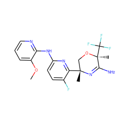 COc1cccnc1Nc1ccc(F)c([C@]2(C)CO[C@@](C)(C(F)(F)F)C(N)=N2)n1 ZINC000145457813