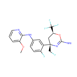 COc1cccnc1Nc1ccc(F)c([C@]2(CF)C[C@@H](C(F)(F)F)OC(N)=N2)c1 ZINC000223576839