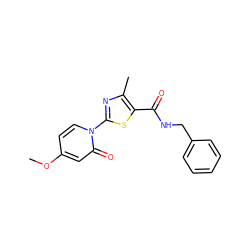 COc1ccn(-c2nc(C)c(C(=O)NCc3ccccc3)s2)c(=O)c1 ZINC000043177301