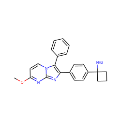 COc1ccn2c(-c3ccccc3)c(-c3ccc(C4(N)CCC4)cc3)nc2n1 ZINC000113654346