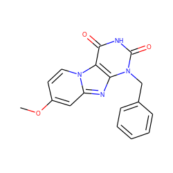 COc1ccn2c(c1)nc1c2c(=O)[nH]c(=O)n1Cc1ccccc1 ZINC000013475095