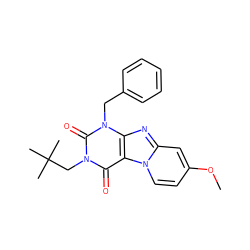 COc1ccn2c(c1)nc1c2c(=O)n(CC(C)(C)C)c(=O)n1Cc1ccccc1 ZINC001772579603