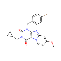 COc1ccn2c(c1)nc1c2c(=O)n(CC2CC2)c(=O)n1Cc1ccc(Br)cc1 ZINC001772619701