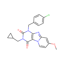 COc1ccn2c(c1)nc1c2c(=O)n(CC2CC2)c(=O)n1Cc1ccc(Cl)cc1 ZINC001772576651