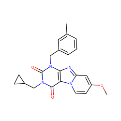 COc1ccn2c(c1)nc1c2c(=O)n(CC2CC2)c(=O)n1Cc1cccc(C)c1 ZINC001772644672