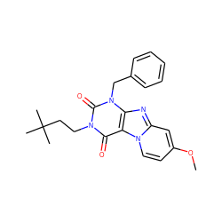 COc1ccn2c(c1)nc1c2c(=O)n(CCC(C)(C)C)c(=O)n1Cc1ccccc1 ZINC001772619525