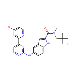 COc1ccnc(-c2ccnc(Nc3ccc4[nH]c(C(=O)N(C)CC5(C)COC5)cc4c3)n2)c1 ZINC000144257566