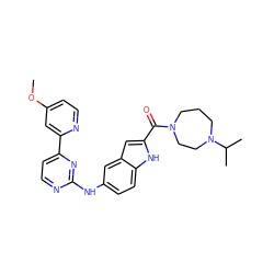 COc1ccnc(-c2ccnc(Nc3ccc4[nH]c(C(=O)N5CCCN(C(C)C)CC5)cc4c3)n2)c1 ZINC000144182332