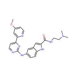COc1ccnc(-c2ccnc(Nc3ccc4[nH]c(C(=O)NCCN(C)C)cc4c3)n2)c1 ZINC000144189980