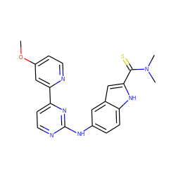COc1ccnc(-c2ccnc(Nc3ccc4[nH]c(C(=S)N(C)C)cc4c3)n2)c1 ZINC000169703395