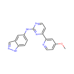 COc1ccnc(-c2ccnc(Nc3ccc4[nH]ncc4c3)n2)c1 ZINC000169703392