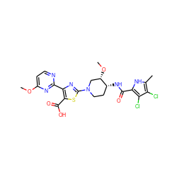 COc1ccnc(-c2nc(N3CC[C@@H](NC(=O)c4[nH]c(C)c(Cl)c4Cl)[C@@H](OC)C3)sc2C(=O)O)n1 ZINC000059130173