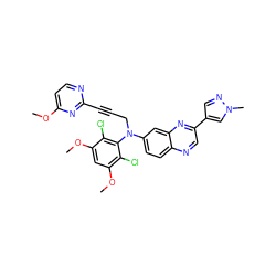 COc1ccnc(C#CCN(c2ccc3ncc(-c4cnn(C)c4)nc3c2)c2c(Cl)c(OC)cc(OC)c2Cl)n1 ZINC000222883943